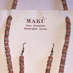 MAKU Handmade Orange Pottery Beaded Boho Necklace and Earring Set Photo 1