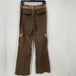 Bebe Olive Green Cargo Pants with Sequins + Embroidery waist & pockets Size 4 Photo 1