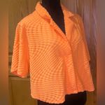 Good American Jacquard Button Down Boxy Crop Top in Orange Cream Size 5 (2XL) Photo 7