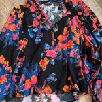 Maeve  by ANTHRO, Orange, red, blue print Blouse with Mandarin Collar size Small Photo 5