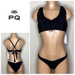 PilyQ New. PQ black fringe teeny bikini. D-cup/medium. Retails $172 Photo 1