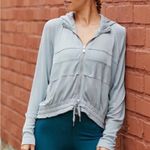 Free People Movement Trekking Out Zip Up Boho Athletic Hooded Sweatshirt Size S Blue Photo 0
