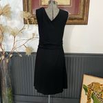 Lilla P Shirred Waist Faux Wrap Black Jersey Dress Photo 4