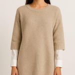 Brochu Walker Layered Look Wool Cashmere Sweater Dress Beige Size Medium Photo 0