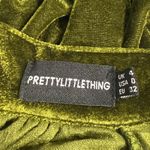 Pretty Little Thing  Dress Womens 0 Olive Green Velvet Ruched Long Sleeve Mini Photo 5