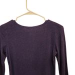 Aerie  Navy Blue Knit Rib Long Sleeve Snap Front Classic Henley Bodysuit Medium Photo 4