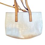 Castellari Milano Mini Purse Women's Ivory Faux Croc‎ Leather Striped Interior White Photo 3