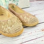 SO  Round Toe Ballet Flats Sequin Espadrille Blush Gold Size 8 Photo 2
