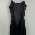 Popular 21 Black Satin Spaghetti Strap Mini Dress Womans Size S  Tight Sexy LBD Photo 0