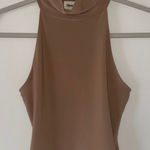 Nordstrom NWOT Open Edit Brown Tan Tank Top Sleeveless Mock Neck Small Photo 0
