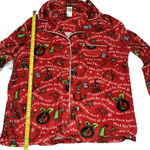 Dr. Seuss The Grinch Pajama Top Women’s Medium Red Long Sleeve Fleece Button Christmas Photo 6
