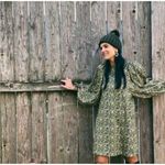 H&M NWT  Black Yellow floral
Voluminous Balloon Sleeve A Line Dress. Photo 2