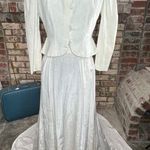 wedding suit cream puff sleeve peplum train Photo 0