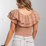 Free People  Open Weave Jacquard Knit Wide Scoop Neck Heirloom Blouse Top; XS Photo 1