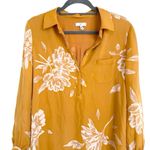 Joie Amaranda Collard Floral 100% Silk Mustard Yellow Dress S Photo 3