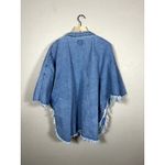 Sundance Oversized Vintage Raw Hem Denim Jean Short Sleeve Cardigan LARGE Blue Photo 6