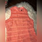 J.Crew Sheath Dress Coral Pink Fringe Corchet Lined Mock Neck Sleeveless sz 4 Photo 3