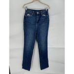 DKNY Jean Women 27 Blue The Cooper Long Slim Straight Denim Distressed Slit Hem Photo 1