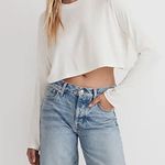 Madewell MWL Lighthouse Cream Off White Super Crop Ribbed Raglan Top XL Photo 0