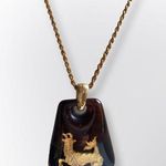 HELENA RUBINSTEIN Capricorn “The Goat” Lucite Zodiac Necklace Red Photo 0