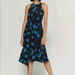 NWT Derek Lam 10 Crosby Blue Floral Sleeveless Midi faux wrap belted Dress Size 6 Photo 13