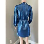 Honey Punch  That's a Wrap Dress Womens Small METALLIC Blue Print Mini NWT #193 Photo 7