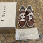 Casadei  Tan & White Leather Sneakers | Size 39 Photo 3
