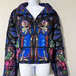 Dolls Kill Current Mood Stained Glass Church RARE Bomber Puffer Jacket Sz 1XL Photo 0