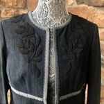 Worth Embroidered Floral Petite Denim Jacket Blue Size 12P Photo 2