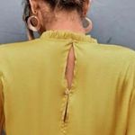 SheIn NEW Sz S Fabulous Tie Front Shimmery Gold Crop Top Blouse Photo 4