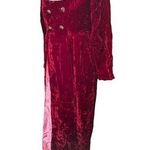 Vtg 1970s Red Crushed Velvet Double Breasted Medieval Renaissance Dress 10 11 Photo 0