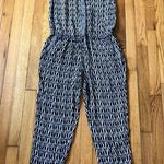 Ella Moss Anthropologie  EUC Womens Black Sleeveless Chevron Print Jumpsuit Small Photo 0