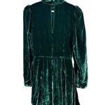 Reformation BURGUNDY green velvet mock neck long sleeve wrap mini dress size 6 Photo 12