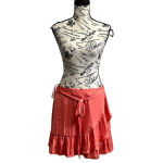 Naked Zebra St Bernard  Faux Wrap Mini Skirt Coral Ruffle Hem Boho Beach S/M Photo 1