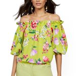 New York & Company Bright Green Floral Off Photo 11