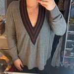 Urban Outfitters  Gray Striped V Neck Sweater Shirt Photo 1