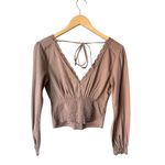 Abercrombie & Fitch Light Brown Lace Trim Blouse Size XS Photo 2