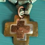 Artisan Handcrafted Turquoise Tube Bead Mixed Metal Cross Centerpiece Necklace Blue Photo 0