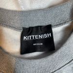 Kittenish  Rainbow Side Stripe Cropped Raw Hem Grey‎ Pullover Sweatshirt Medium Photo 5