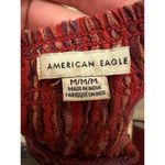 American Eagle  Boho Crop Top‎ Womens Medium M Stripe Red Smocked Back Feminine Photo 2