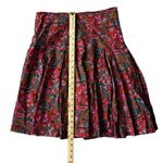 Vibrant Colorful Paisley Print Gene Meyer Midi Pleated Zippered Skirt, Size 6 Red Photo 5
