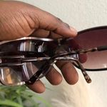 Vintage Nine West 9W Oversize Baddie Retro Goth Y2K Black Brown Purple Cheetah Leopard sunglasses Square Rectangular Cut Out Photo 5