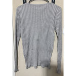 Jacqueline Ferrar  100% Silk Sweater grey ribbed womens Large Tall long sleeve Photo 4