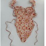 REBECCA VALLANCE Swimsuit Size Large Catania Ruffled Waist Tie Floral One Piece​ Photo 4