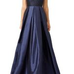 Monique Lhuillier ML Navy Blue Francesca Gown Size 4 US $900 Photo 0