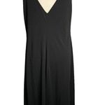 French Curve Cowl Neck Midi Dress M Black Sleeveless V Back High Low Hem Stretch Size M Photo 3