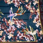 Large Bird Scarf Novelty Print Tapestry Floral Wrap Cotton Shawl Brown Photo 2