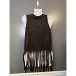 Marianne Fringe Tank Top Womens Medium Brown Boho Festival Suede Look Sleeveless Photo 3
