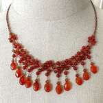 Carnelian and orange crystal statement necklace Photo 0