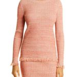 Club Monaco  Ribbed Knit Sweater Fringe Crewneck Long Sleeve Peach Stretch Small Photo 0